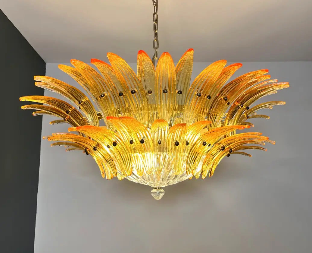 Murano Chandelier – 82 Yellow Palmette Glass – detail 7 – Murano Classics