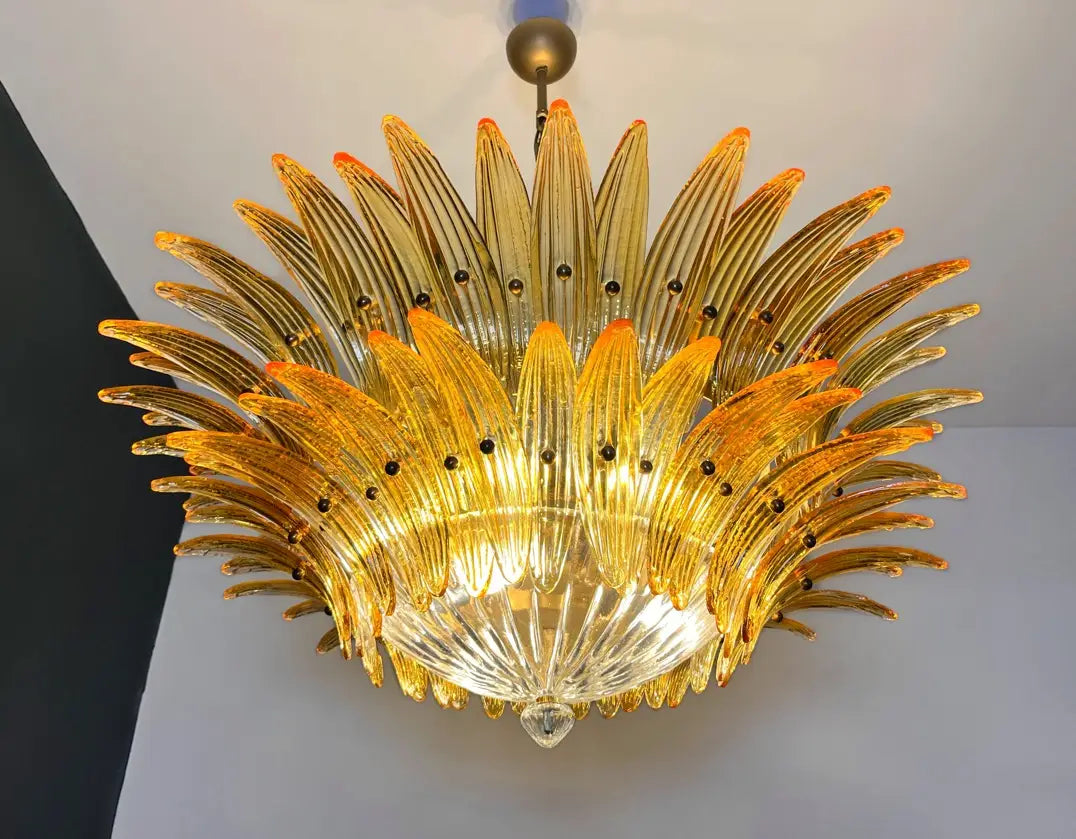 Murano Kroonluchter | 82 Gele Palmette Glas