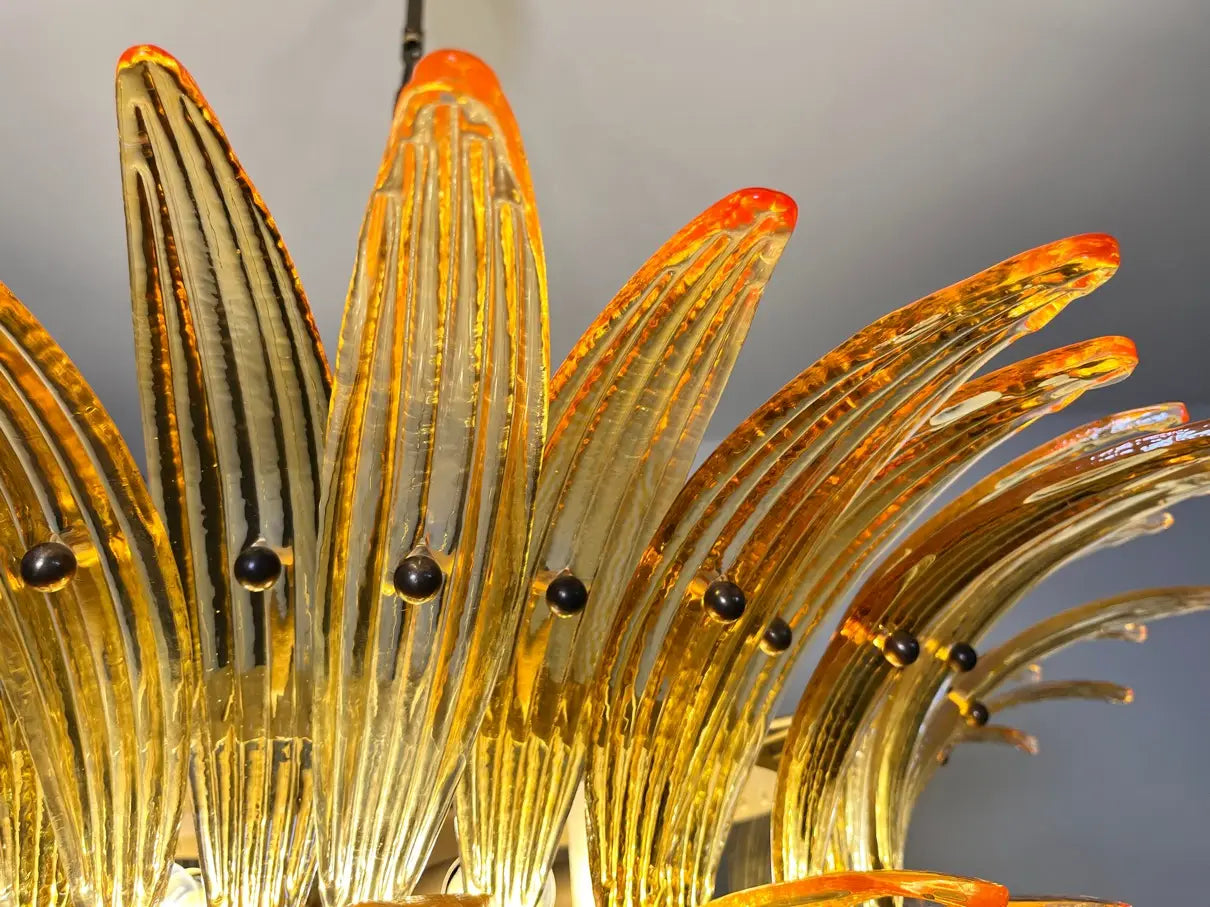 Murano Chandelier – 82 Yellow Palmette Glass – detail 3 – Murano Classics