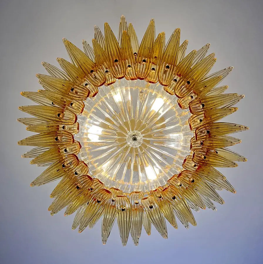 Murano Kroonluchter | 82 Gele Palmette Glas