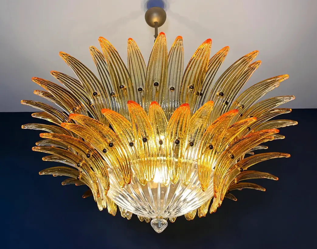 Murano Kroonluchter | 82 Gele Palmette Glas