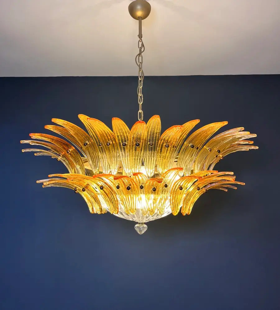 Murano Kroonluchter | 82 Gele Palmette Glas