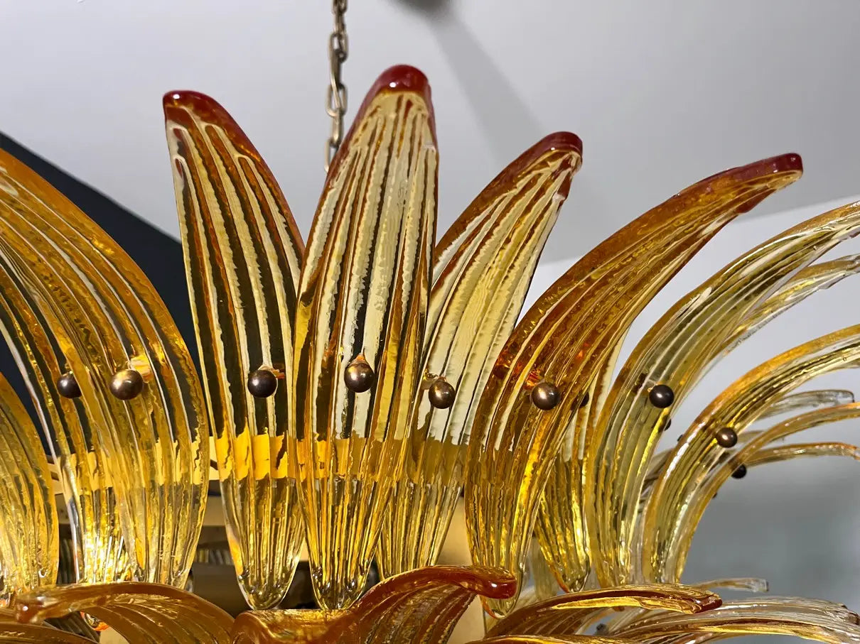 Murano Chandelier – 82 Yellow Palmette Glass – detail 6 – Murano Classics