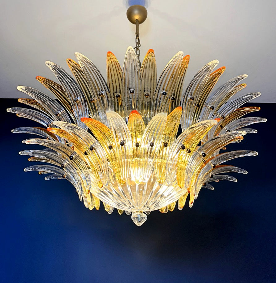 Murano Kroonluchter – 82 Heldere en Gele Palmetteglas-elementen – detail 7 – Murano Classics