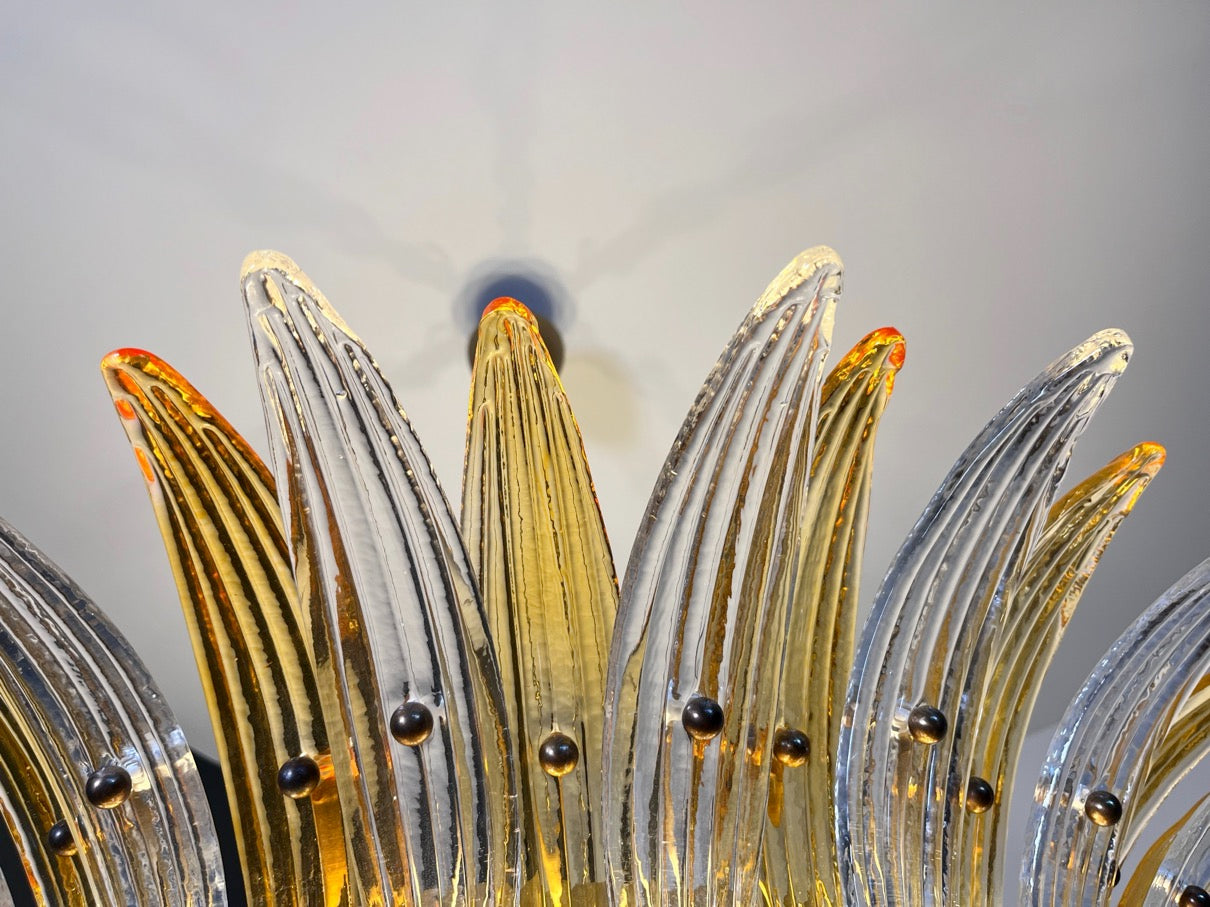 Murano Kroonluchter – 82 Heldere en Gele Palmetteglas-elementen – detail 2 – Murano Classics