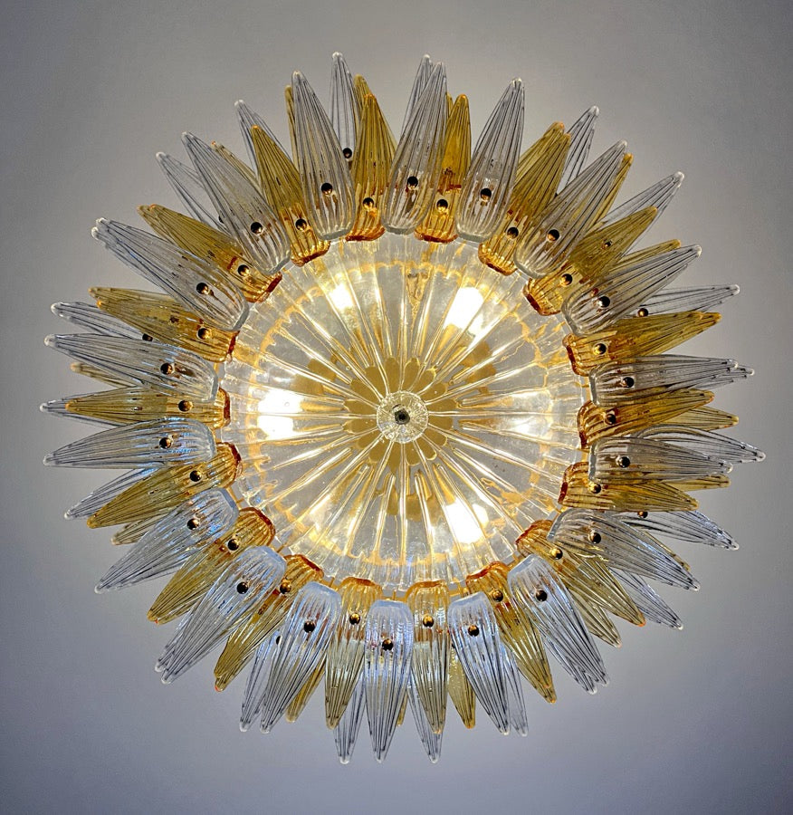 Murano Kroonluchter – 82 Heldere en Gele Palmetteglas-elementen – detail 5 – Murano Classics