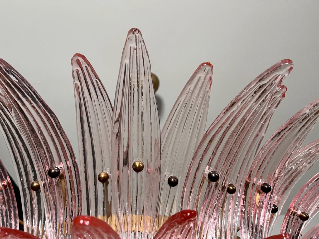 Murano Kroonluchter – 82 Heldere Roze Goud Palmetteglas – detail 10 – Murano Classics