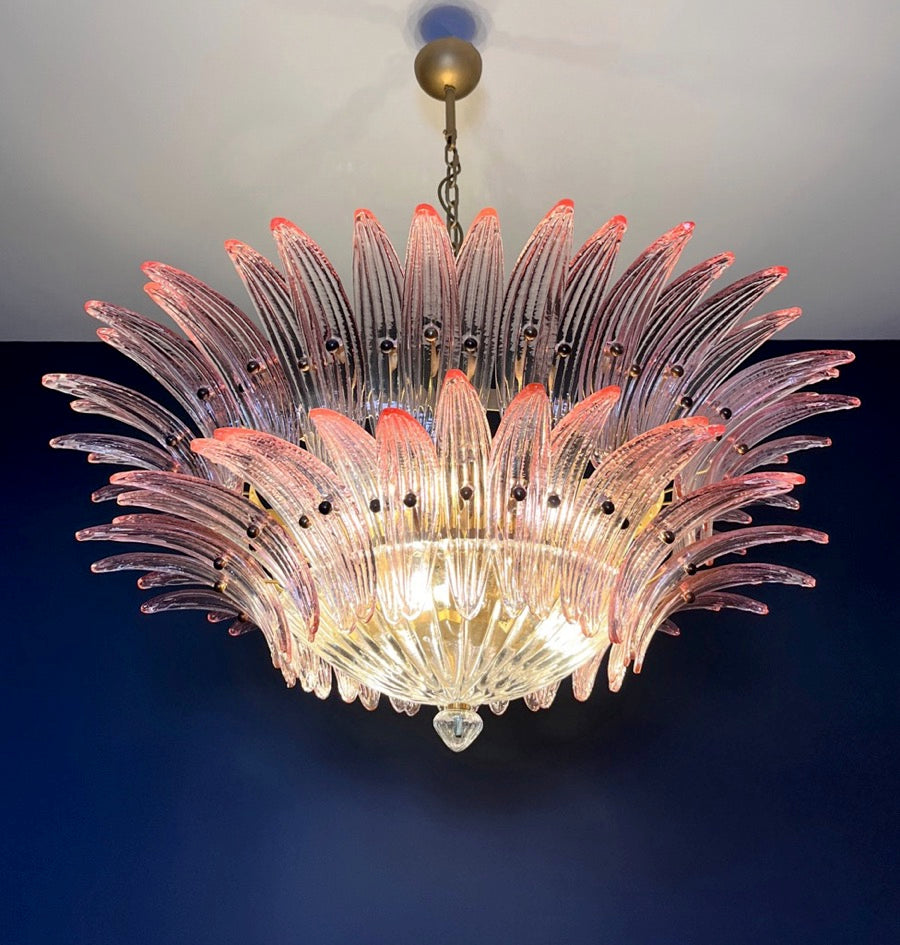 Murano Kroonluchter – 82 Heldere Roze Goud Palmetteglas – detail 6 – Murano Classics