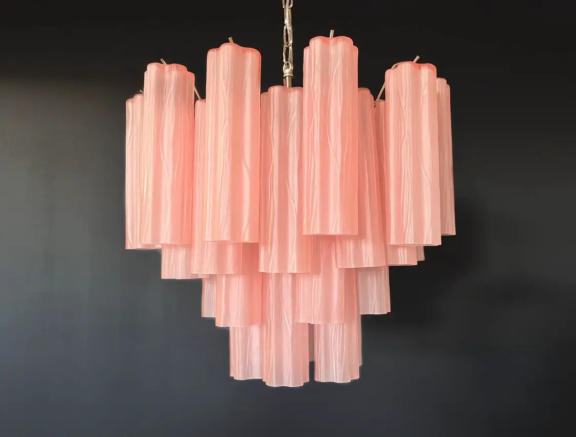 Lampadario Murano | 36 Tubo in Vetro Opaco Rosa