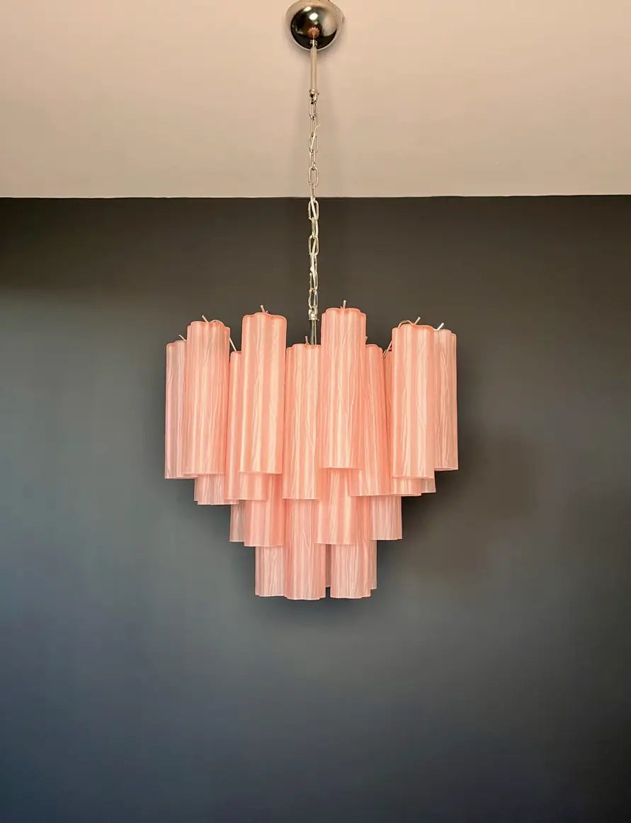 Lampadario Murano | 36 Tubo in Vetro Opaco Rosa