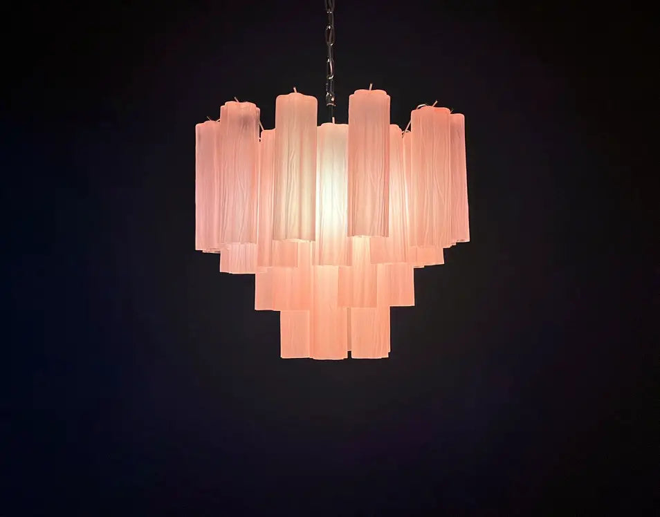 Lampadario Murano | 36 Tubo in Vetro Opaco Rosa