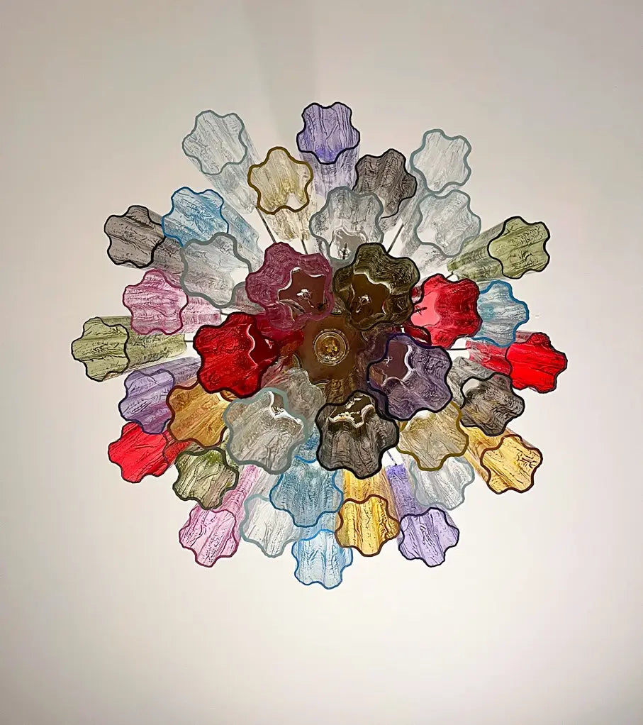 Murano Chandelier – 36 Multicoloured Tube Glass – detail 1 – Murano Classics
