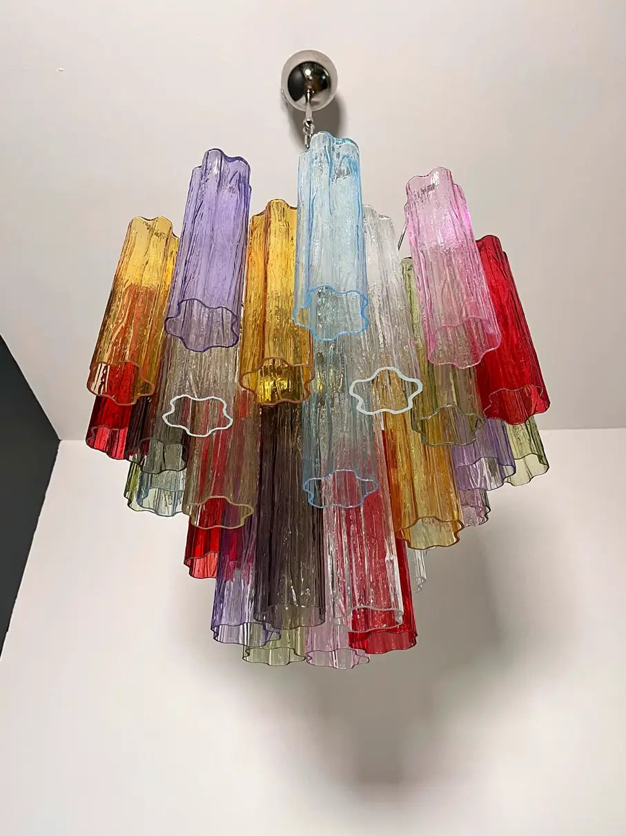 Lustre Murano – 36 Verres Tubulaires Multicolores – détail 3 – Murano Classics