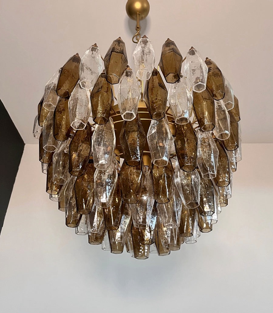 Lampadario Murano – 111 Vetri Poliedri Trasparenti Affumicati – dettaglio 9 – Murano Classics