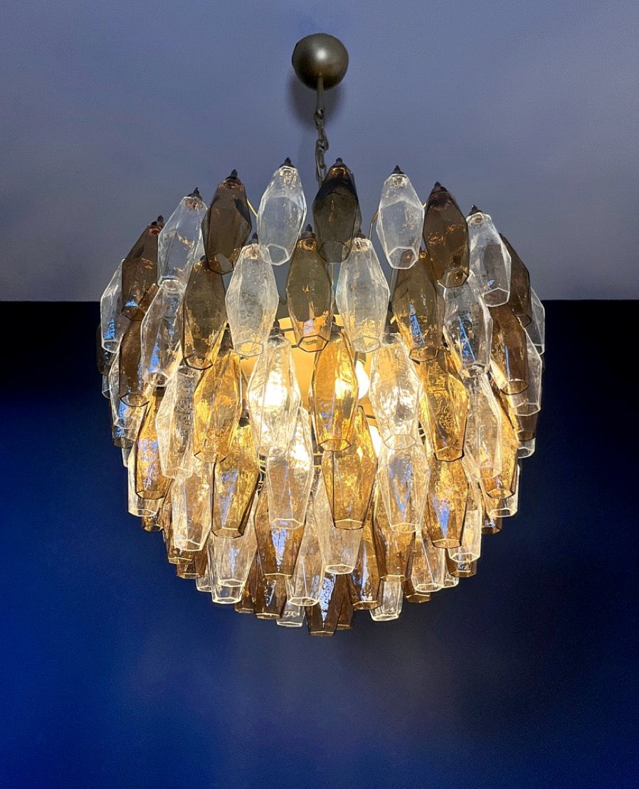 Lampadario Murano – 111 Vetri Poliedri Trasparenti Affumicati – dettaglio 7 – Murano Classics