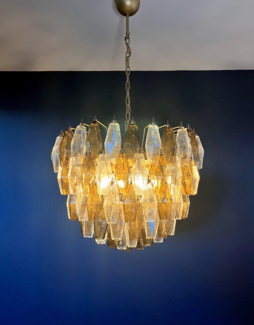 Lampadario Murano – 111 Vetri Poliedri Trasparenti Affumicati – dettaglio 5 – Murano Classics