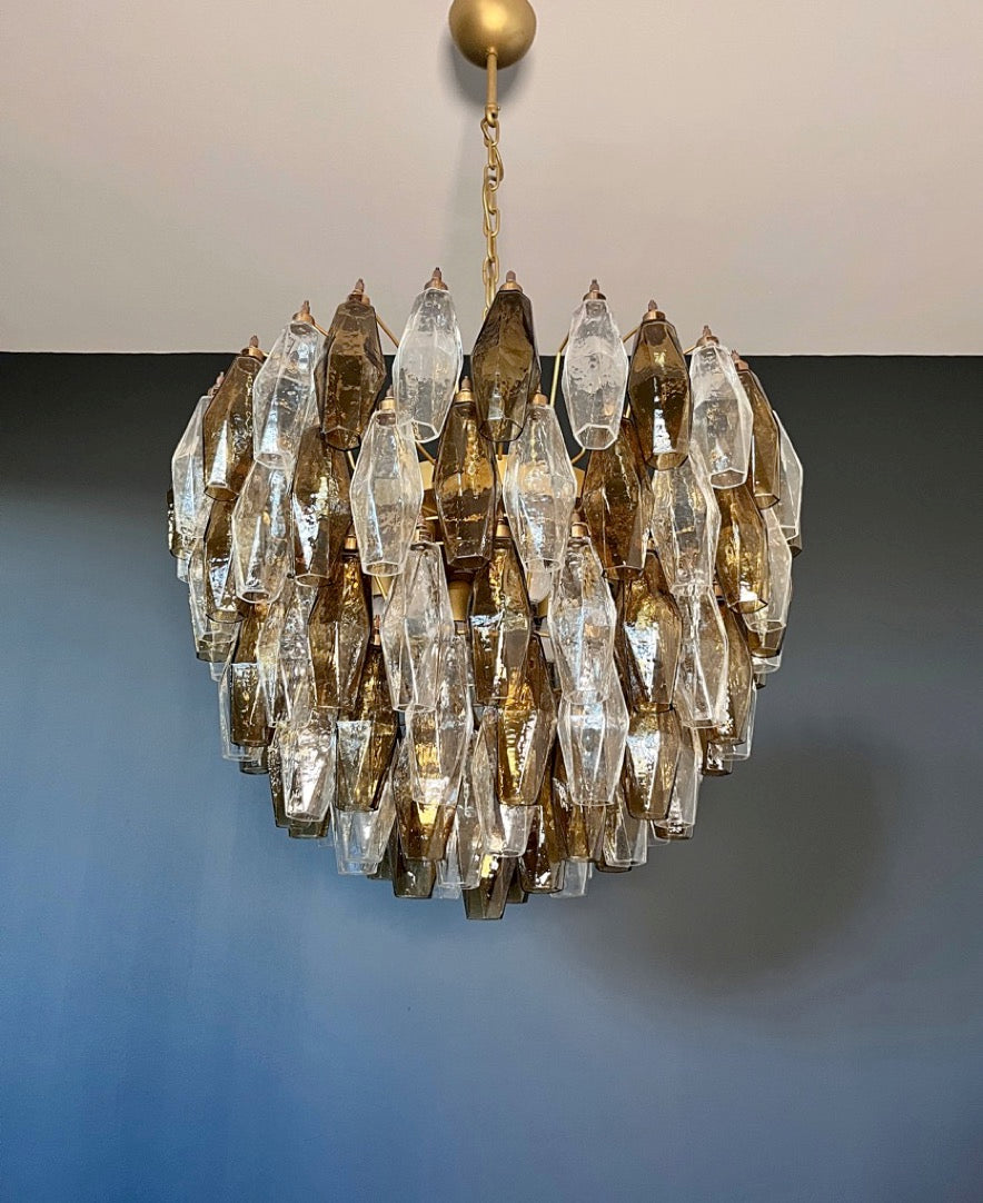 Lampadario Murano – 111 Vetri Poliedri Trasparenti Affumicati – dettaglio 11 – Murano Classics
