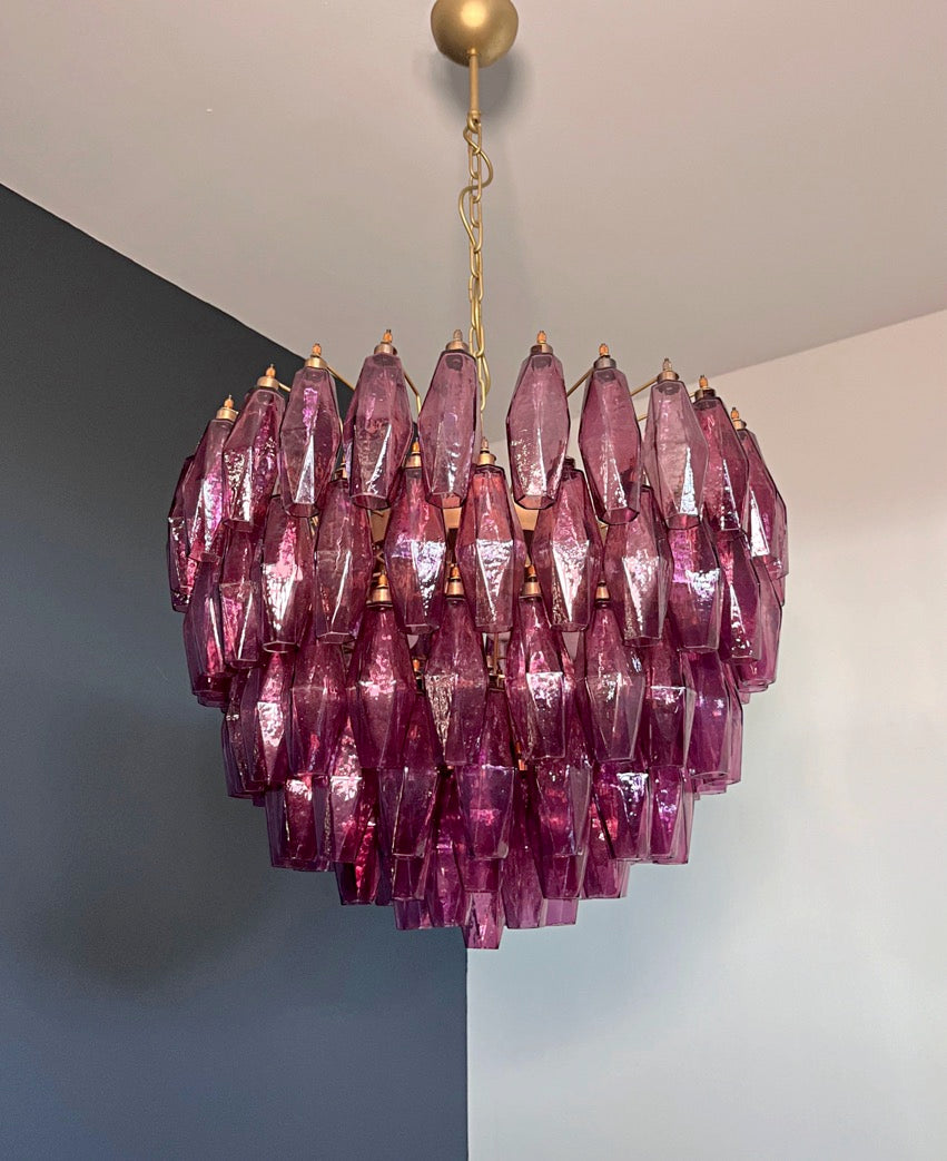 Lampadario Murano – 84 Vetri Poliedri Viola – dettaglio 9 – Murano Classics