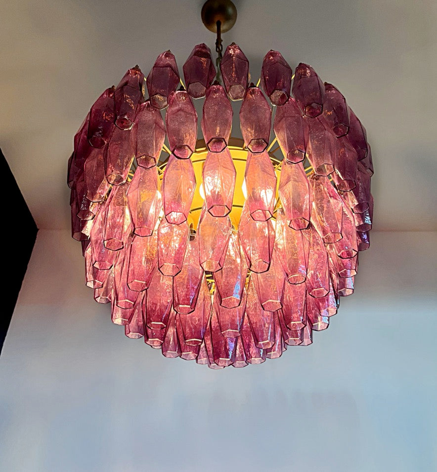 Lampadario Murano – 84 Vetri Poliedri Viola – dettaglio 3 – Murano Classics