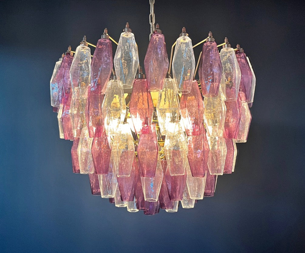 Murano Lysekrone – 111 Klare Lilla Poliedriglass – detalj 7 – Murano Classics