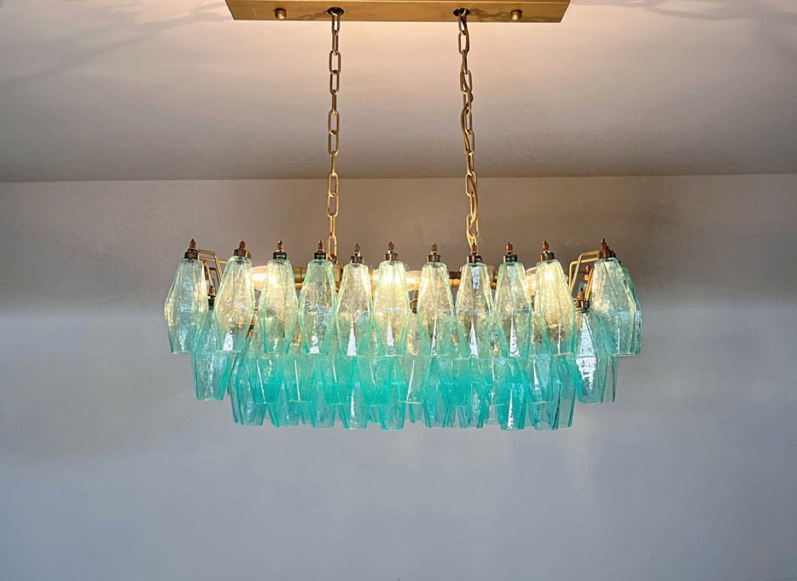 Lampadario Murano – 84 Vetri Poliedri Turchese – dettaglio 8 – Murano Classics