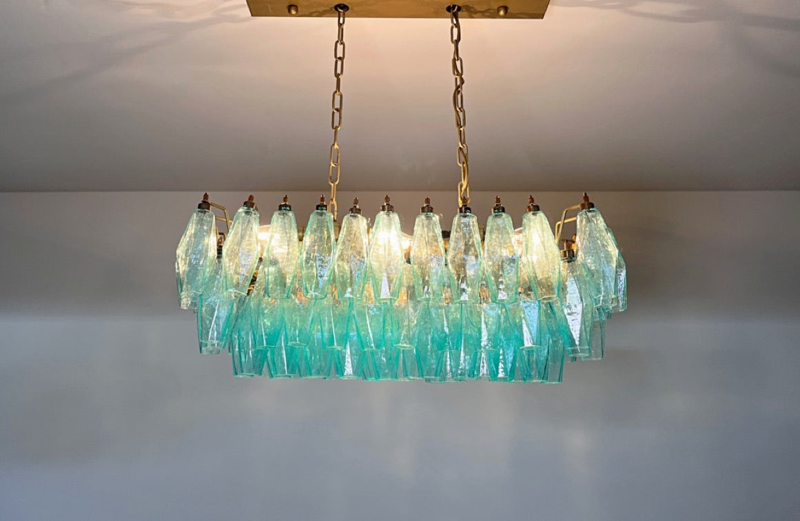 Lampadario Murano – 84 Vetri Poliedri Turchese – dettaglio 7 – Murano Classics