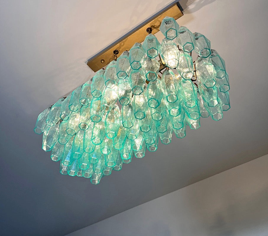 Lampadario Murano – 84 Vetri Poliedri Turchese – dettaglio 5 – Murano Classics