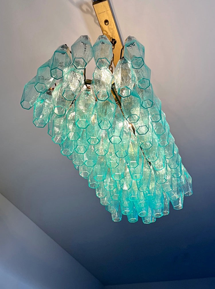 Lampadario Murano – 84 Vetri Poliedri Turchese – dettaglio 2 – Murano Classics