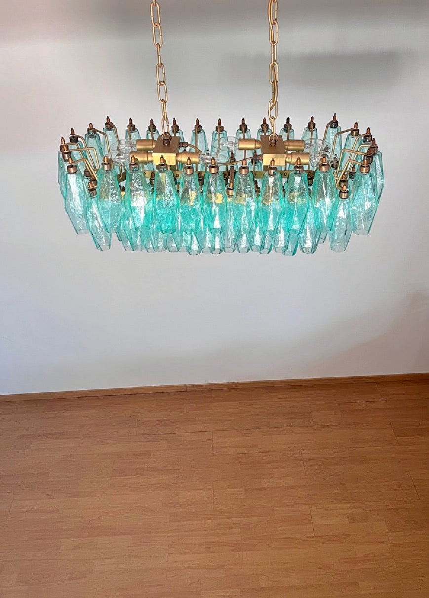 Lampadario Murano – 84 Vetri Poliedri Turchese – dettaglio 9 – Murano Classics