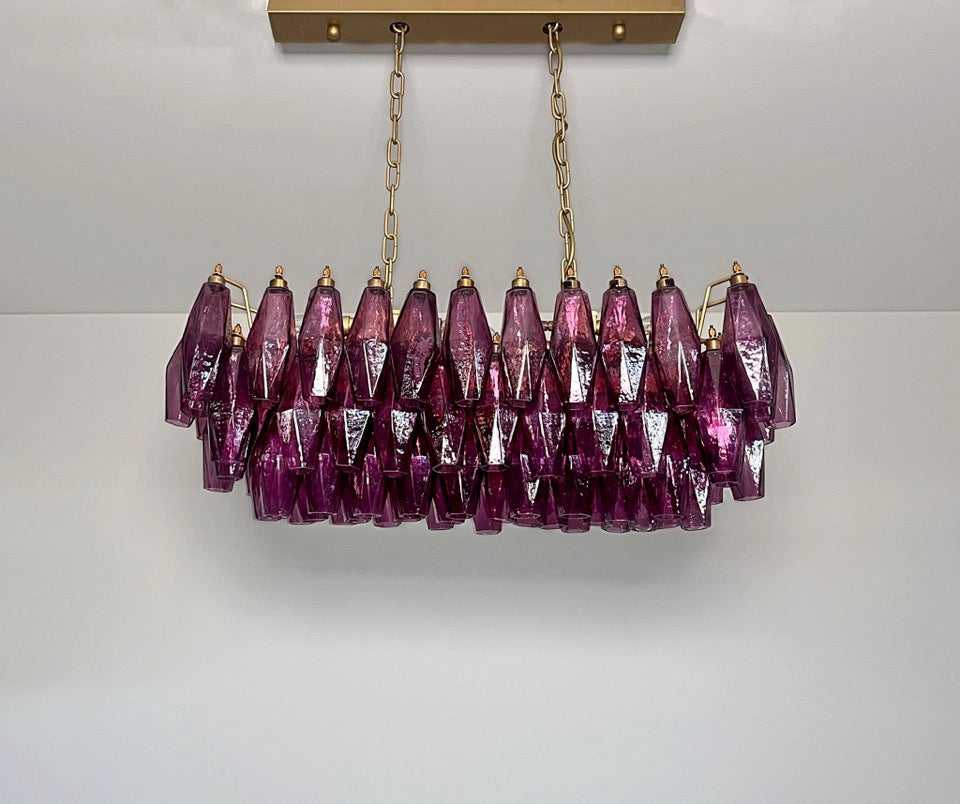Murano Chandelier – 84 Purple Poliedri Glass – Murano Classics