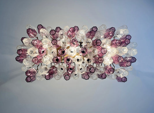 Murano Lysekrone | Klare Gull Ametystfargede Poliedriglass