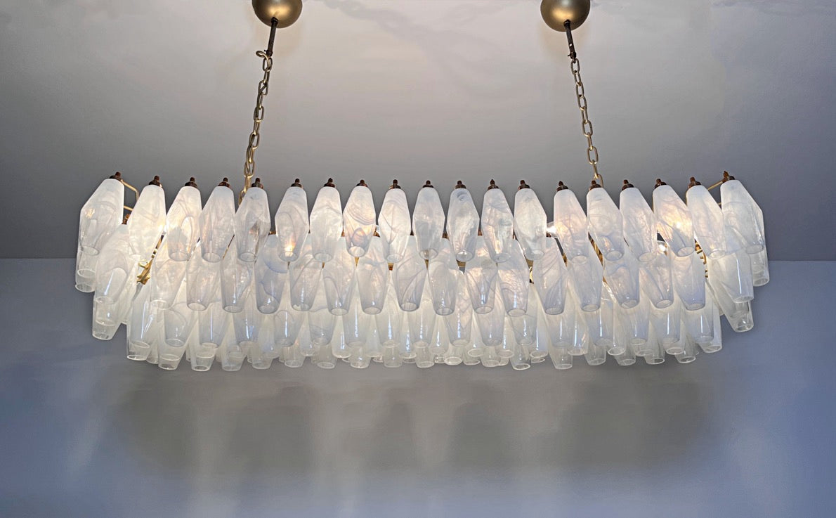 Lampadario Murano – 138 Vetri Poliedri Alabastro Bianco – dettaglio 7 – Murano Classics