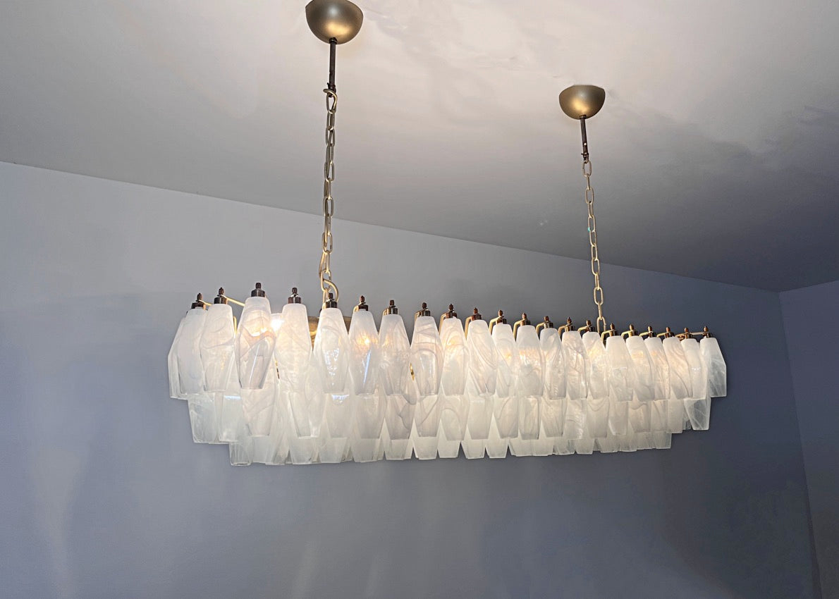 Lampadario Murano – 138 Vetri Poliedri Alabastro Bianco – dettaglio 6 – Murano Classics