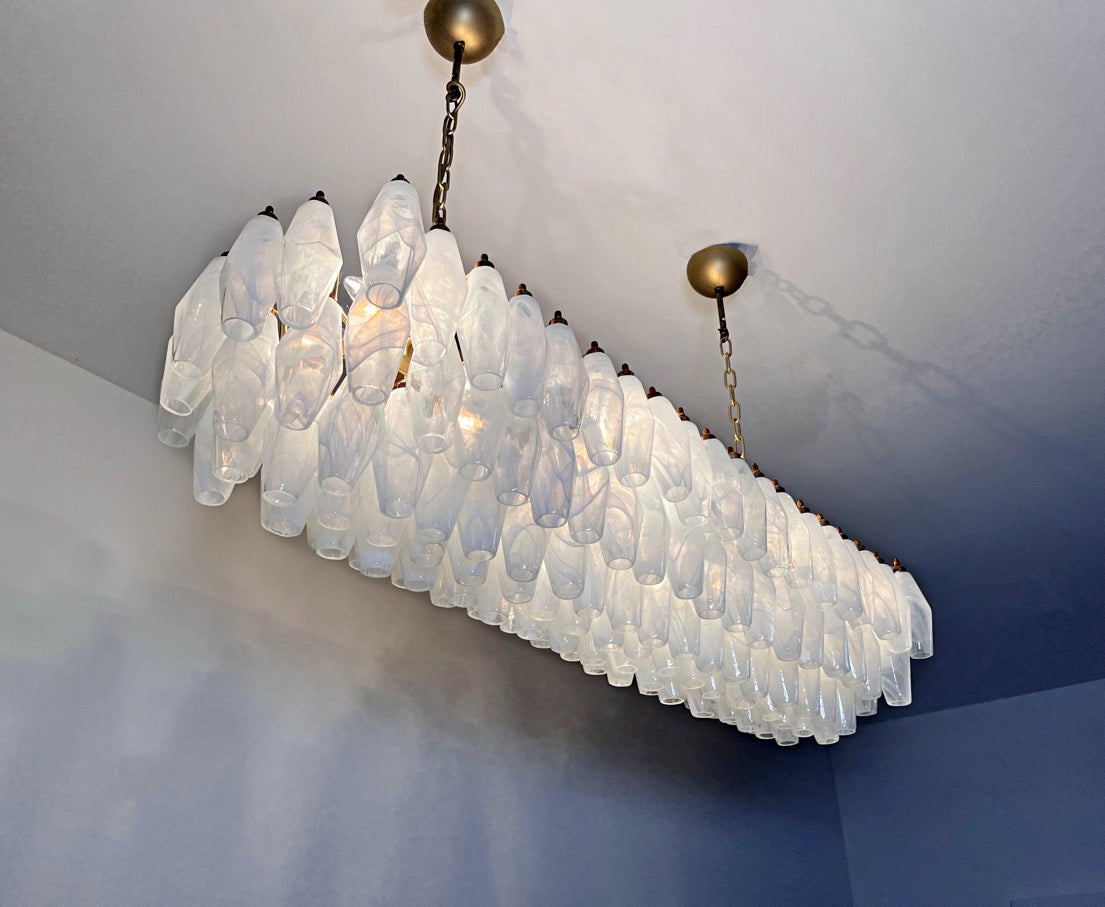 Lampadario Murano – 138 Vetri Poliedri Alabastro Bianco – dettaglio 5 – Murano Classics