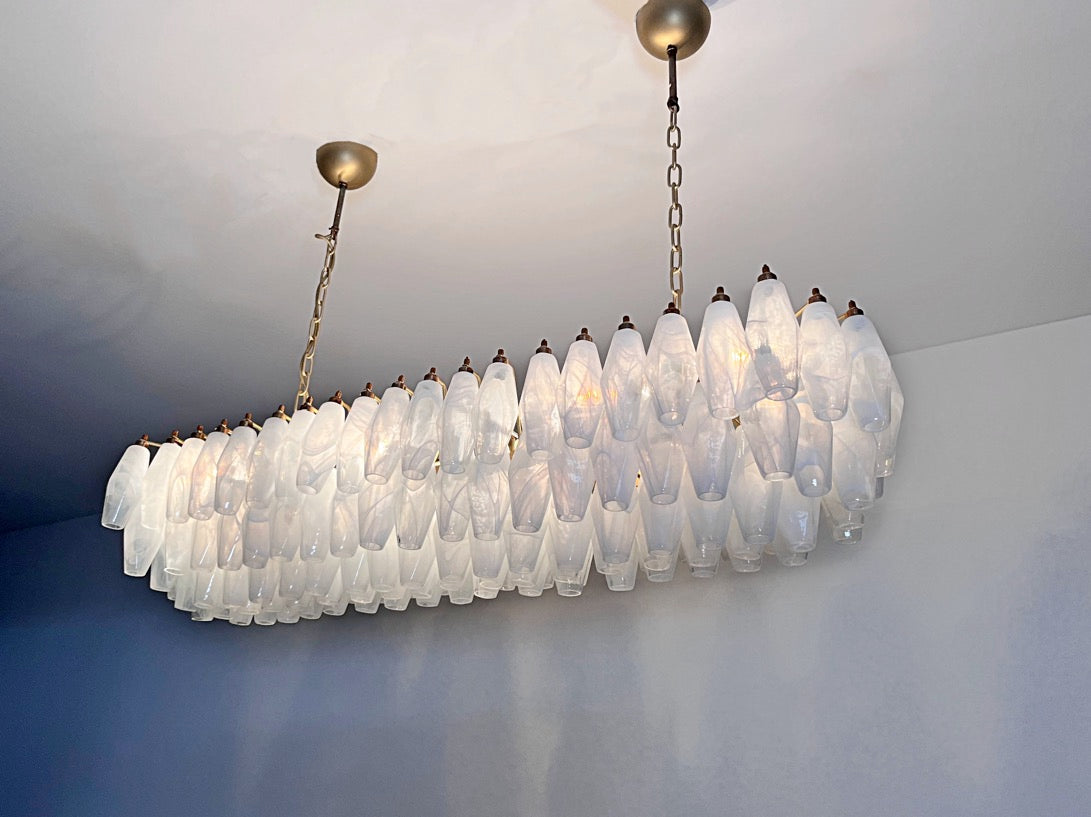Lampadario Murano – 138 Vetri Poliedri Alabastro Bianco – dettaglio 3 – Murano Classics