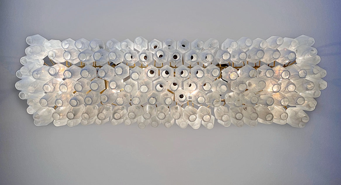 Murano Chandelier – 138 White Alabaster Poliedri Glass – detail 1 – Murano Classics