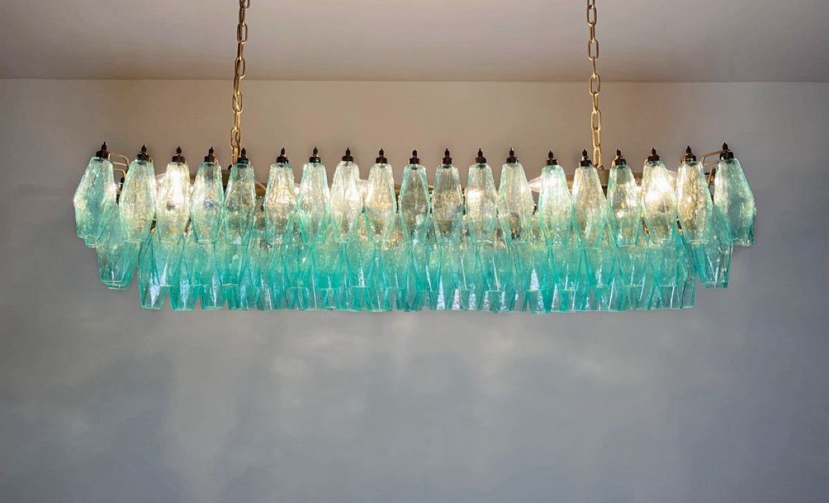 Lampadario Murano – 140 Vetri Poliedri Turchesi – dettaglio 9 – Murano Classics