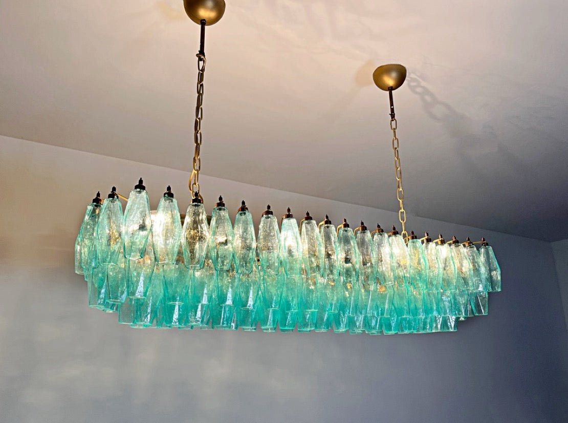 Lampadario Murano – 140 Vetri Poliedri Turchesi – dettaglio 6 – Murano Classics