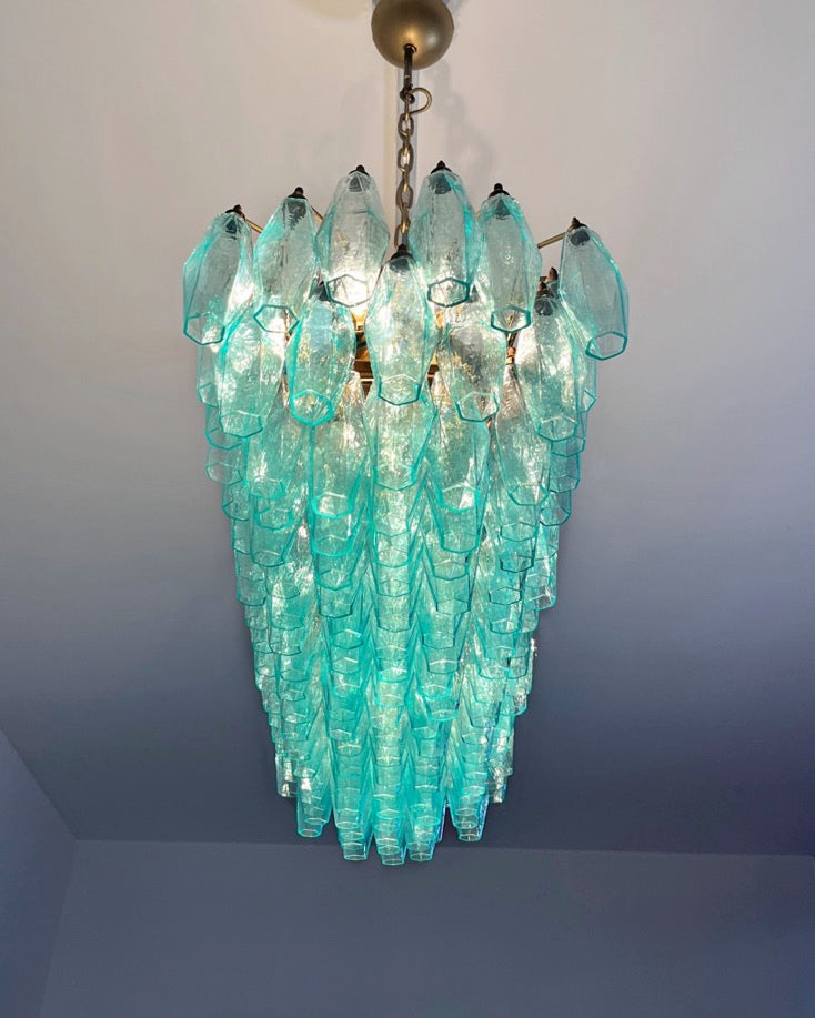 Lampadario Murano – 140 Vetri Poliedri Turchesi – dettaglio 4 – Murano Classics