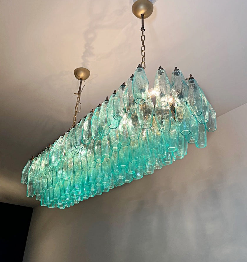 Lampadario Murano – 140 Vetri Poliedri Turchesi – dettaglio 3 – Murano Classics
