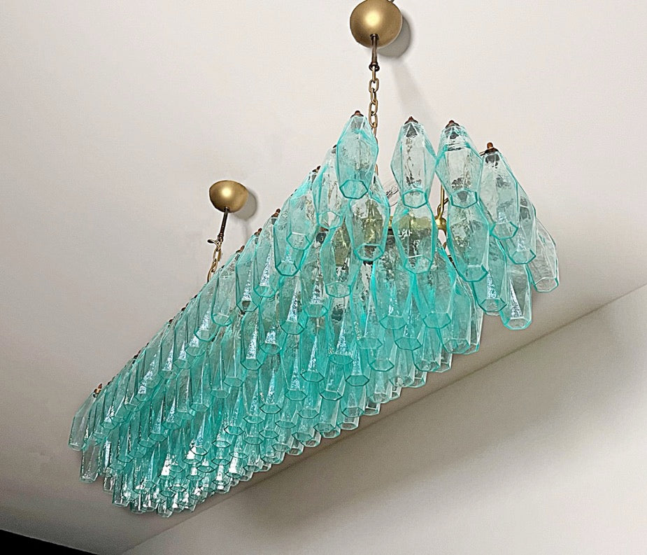 Lampadario Murano – 140 Vetri Poliedri Turchesi – dettaglio 10 – Murano Classics