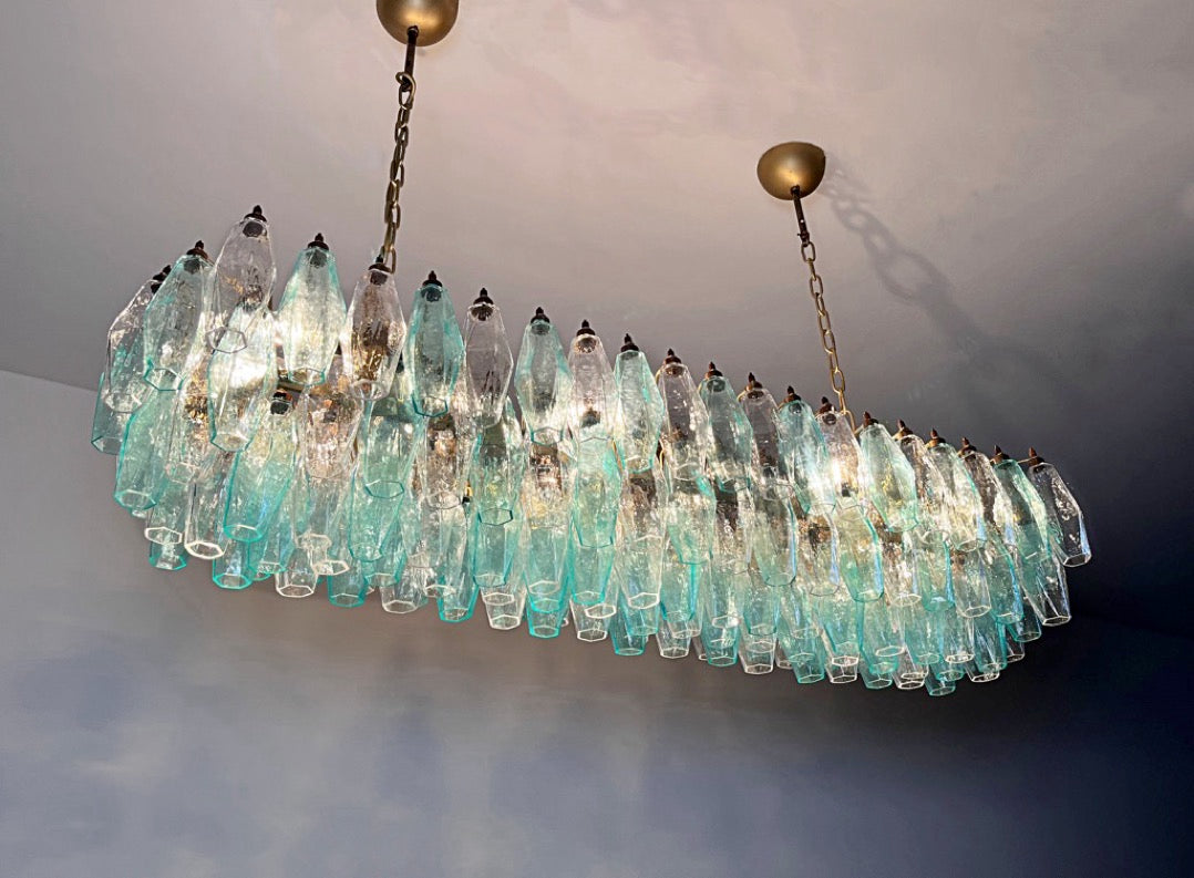 Lampadario Murano – 138 Vetri Poliedri Turchesi Trasparenti – dettaglio 4 – Murano Classics