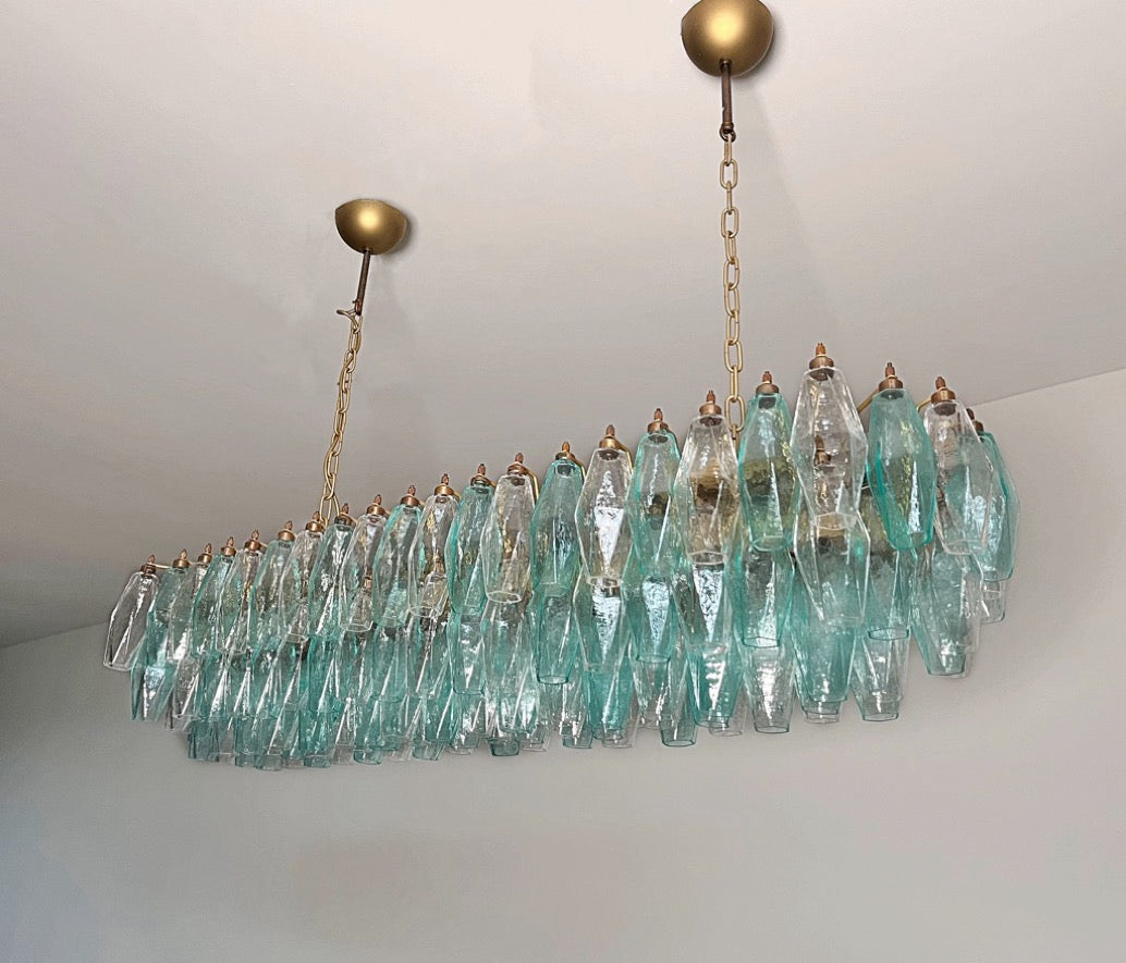 Lampadario Murano – 138 Vetri Poliedri Turchesi Trasparenti – dettaglio 9 – Murano Classics
