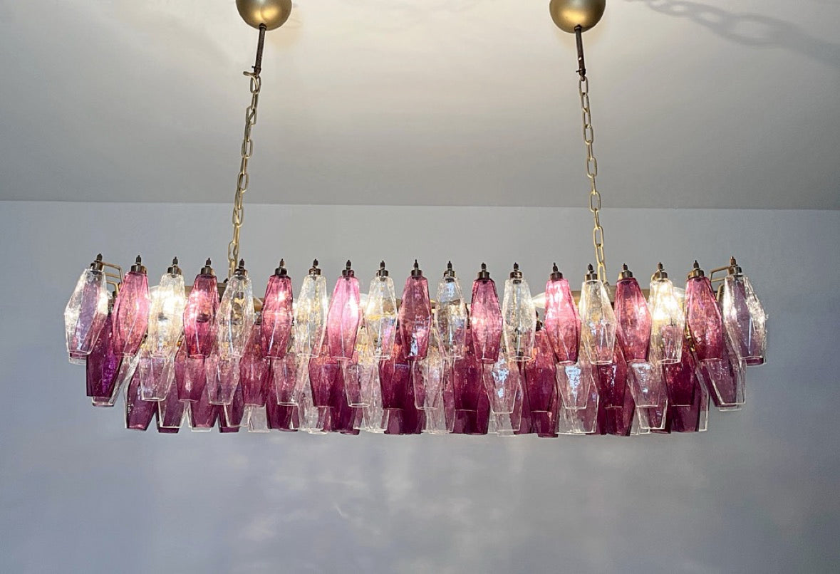 Lampadario Murano – 138 Vetri Poliedri Trasparenti Viola – dettaglio 7 – Murano Classics