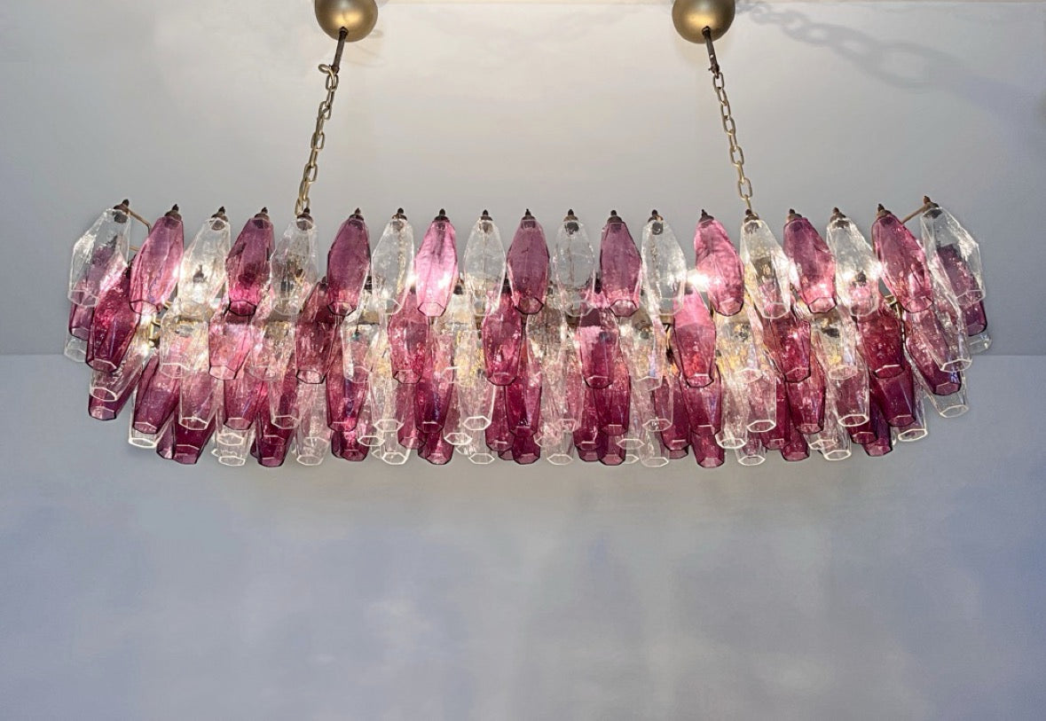 Lampadario Murano – 138 Vetri Poliedri Trasparenti Viola – dettaglio 6 – Murano Classics