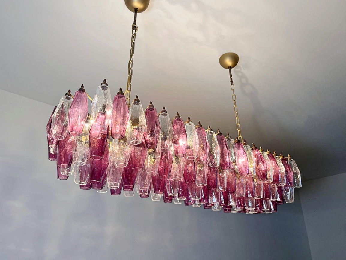 Lampadario Murano – 138 Vetri Poliedri Trasparenti Viola – dettaglio 5 – Murano Classics
