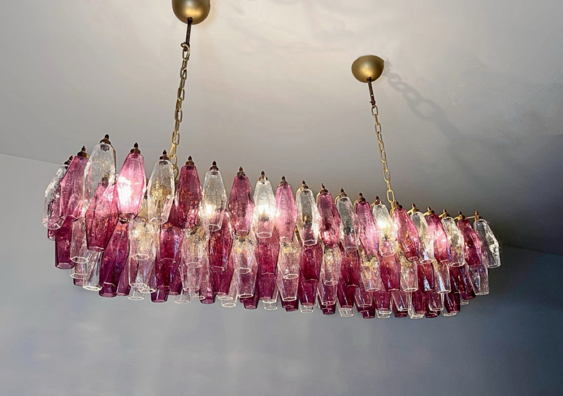 Lampadario Murano – 138 Vetri Poliedri Trasparenti Viola – dettaglio 4 – Murano Classics