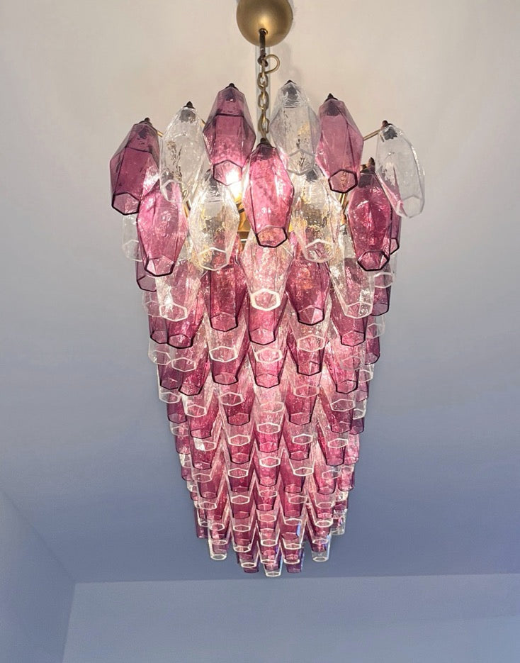 Murano Chandelier – 138 Clear Purple Poliedri Glass – detail 1 – Murano Classics