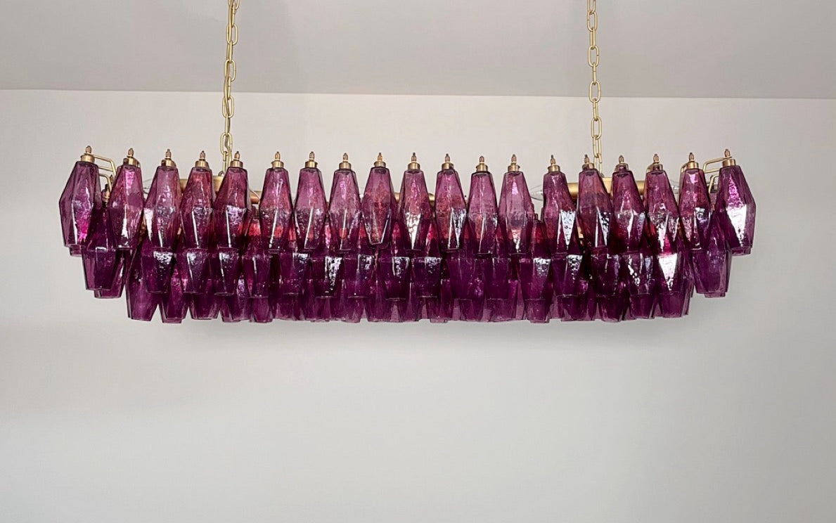 Murano Lysekrone | Gull Ametystfargede Poliedriglass