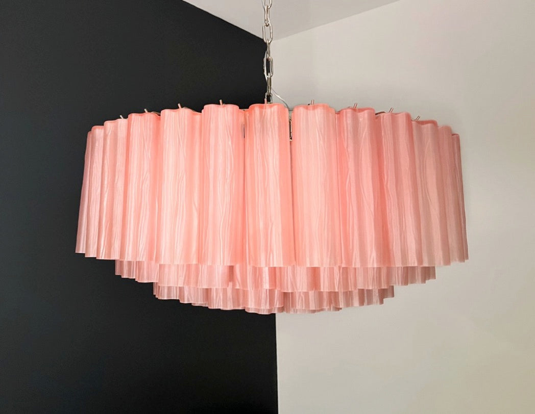 Murano Lysekrone – 101 Rosa Matte Glassrør – detalj 8 – Murano Classics